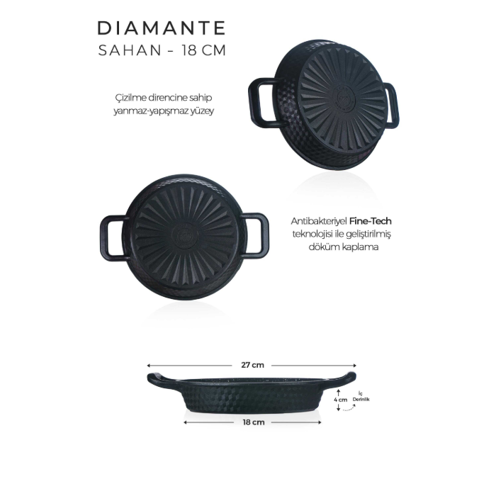 Acar Diamante Granit Sahan, 18 cm çap
