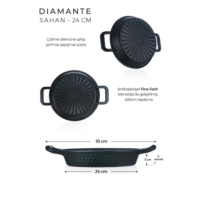 Acar Diamante Granit Sahan, 24cm çap