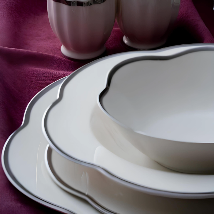 Acar Aveline Silver Porzellan-Tafelservice für 12 Personen