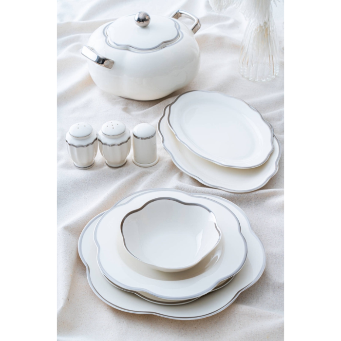 Acar Aveline Silver Porzellan-Tafelservice für 12 Personen