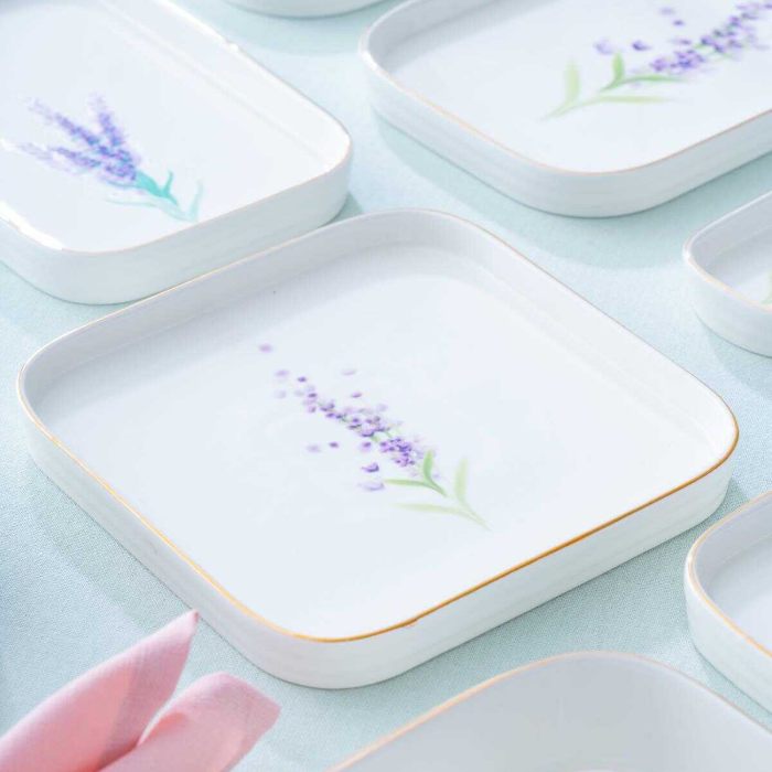 Acar Lavander Porzellan-Tafelservice und Frühstücksset für 6 Personen