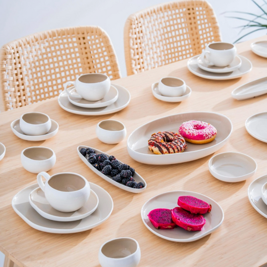 Acar Barles Beige Porzellan Frühstücksset für 6 Personen