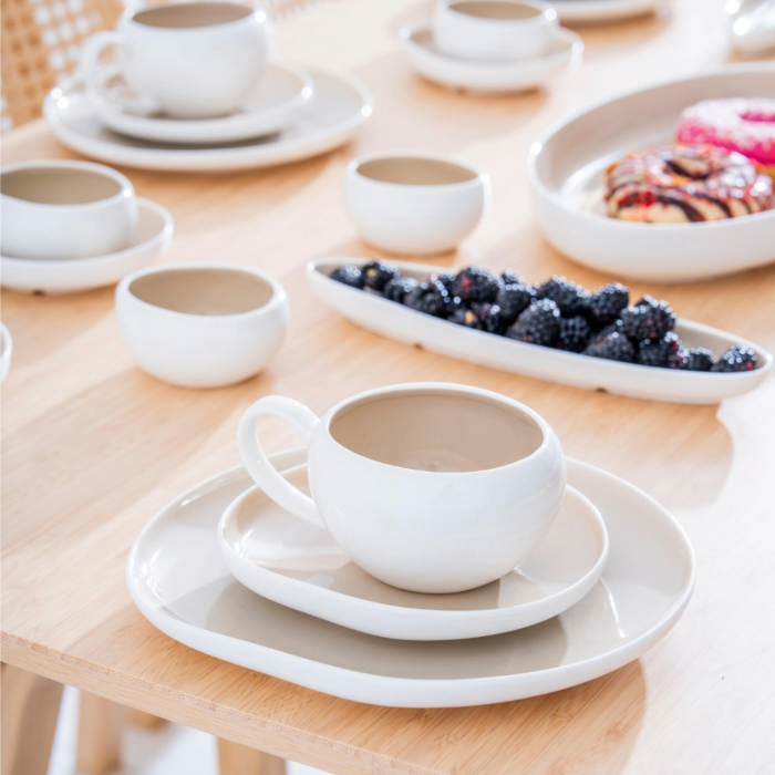 Acar Barles Beige Porzellan Frühstücksset für 6 Personen