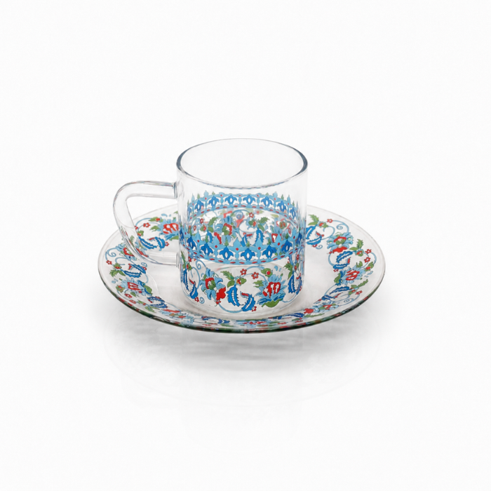 Çini Glas Mokkatassenset - Çini Desen Türk Kahve Fincan Seti