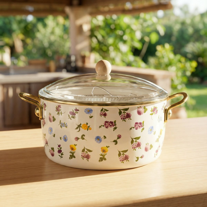 Acar Petit Fleur Emaille Frittiertopf