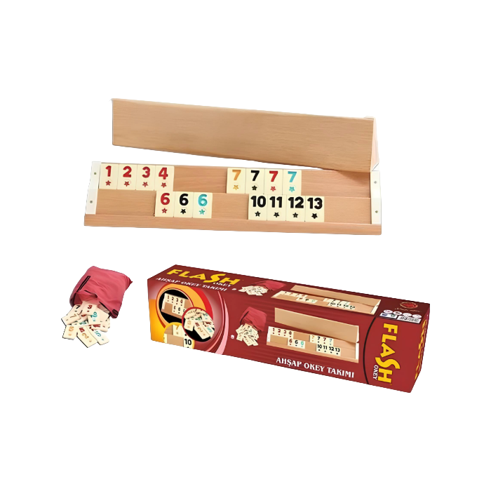 Flash Okey Ahşap Rummikub Seti - Okey Takımı