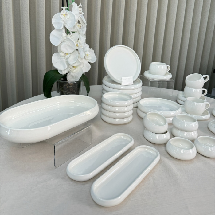 Acar Bianco Perla Full Moon Porzellan Frühstücksset für 6 Personen