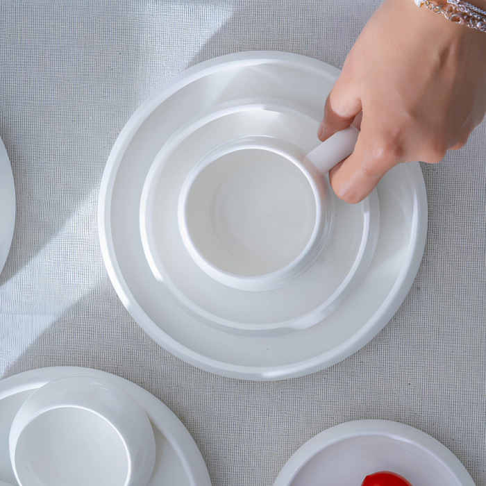 Acar Bianco Perla Full Moon Porzellan Frühstücksset für 6 Personen