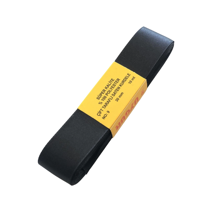 Kurdele – Satinband, 3cm breit - Schwarz