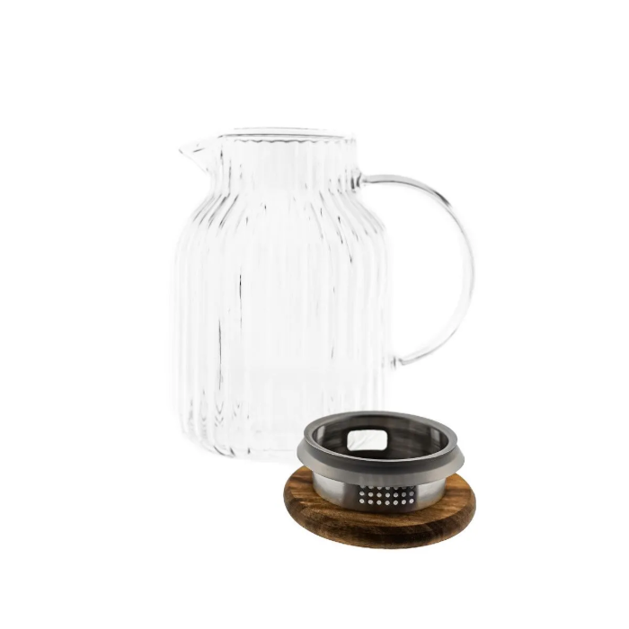 Almina Luana Glas Karaffe mit Holzdeckel