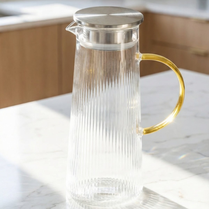 Acar Pure Glaskaraffe mit Metalldeckel