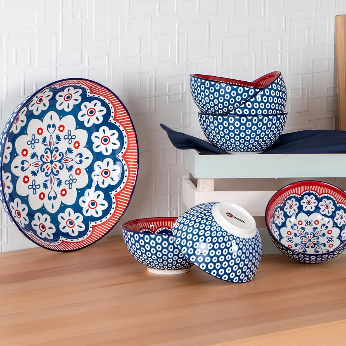 Acar Tiffany 7-teiliges Schalenset, Blau