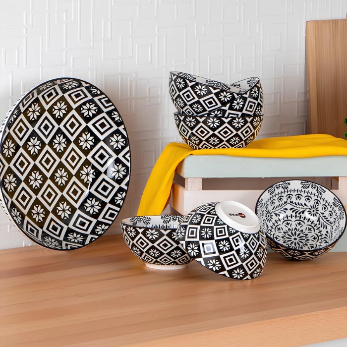 Acar Tiffany 7-teiliges Schalenset, Schwarz