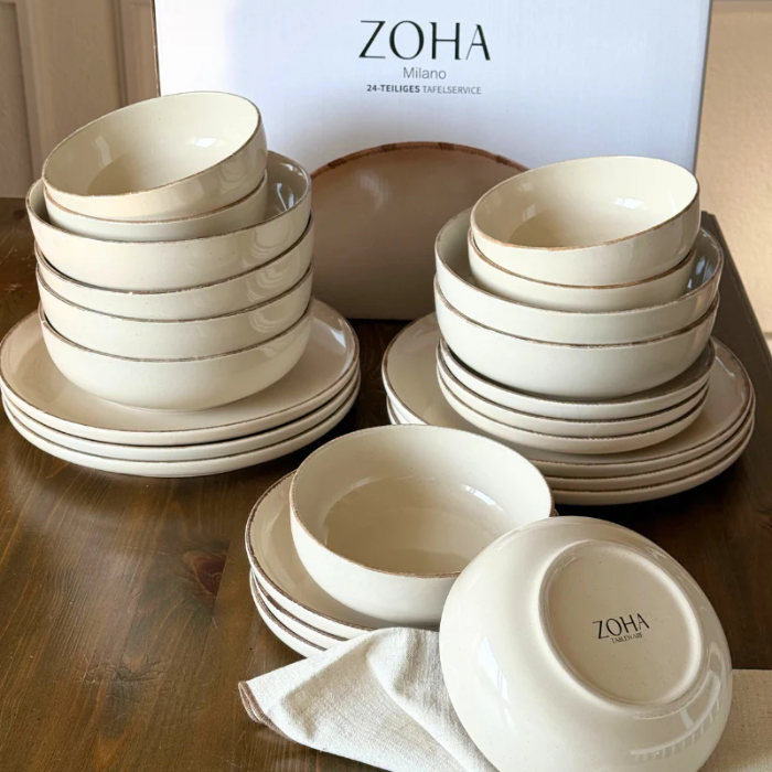 Zoha Milano Steingut-Tafelservice für 6 Personen