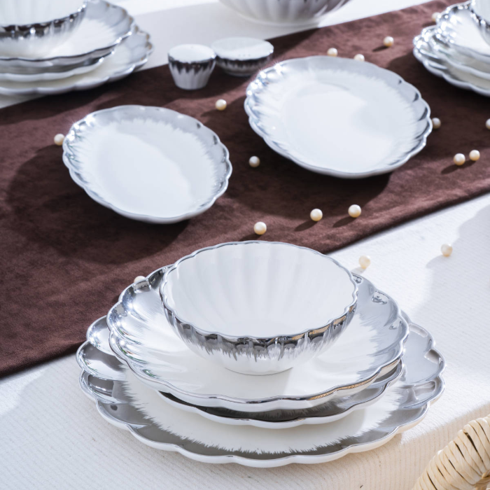 Acar Marlene Silber Porzellan-Tafelservice für 6 Personen