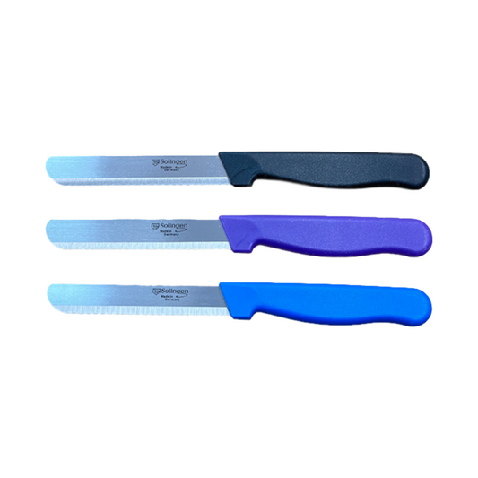 Solingen "AVA" Brötchenmesser mit grobem Wellenschliff in verschiedenen Farben