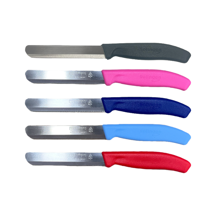 Solingen "AVA" Brötchenmesser mit sehr feinem Sägeschliff in verschiedenen Farben