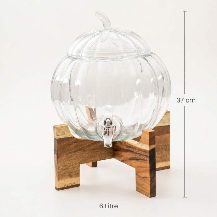 Acar Bal Kabak Akasya Ahşap Cam Sebil, 6 l