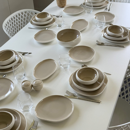 Acar Barles Beige Porzellan-Tafelservice für 6 Personen