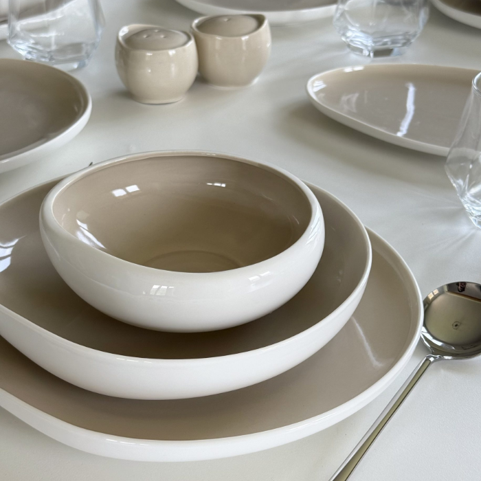 Acar Barles Beige Porzellan-Tafelservice für 6 Personen