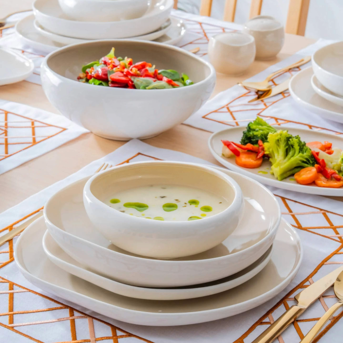 VORBESTELLUNG: Acar Barles Beige Porzellan-Tafelservice für 6 Personen