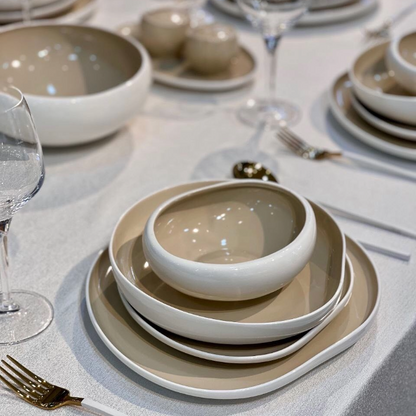 VORBESTELLUNG: Acar Barles Beige Porzellan-Tafelservice für 6 Personen