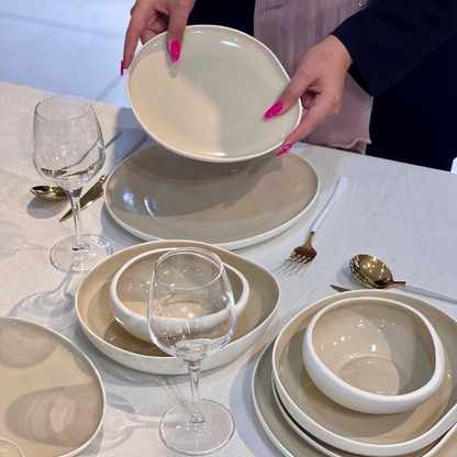 VORBESTELLUNG: Acar Barles Beige Porzellan-Tafelservice für 6 Personen