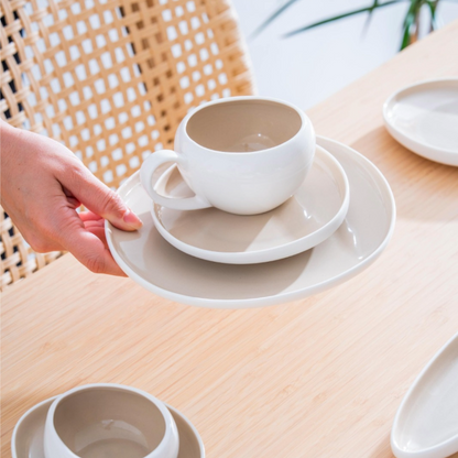 Acar Barles Beige Porzellan Frühstücksset für 6 Personen