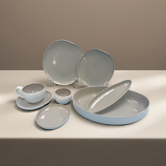 Acar Barles Beige Porzellan Frühstücksset für 6 Personen