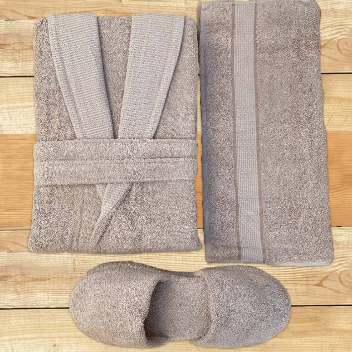 Ipekçe Ada Terlikli Bornoz Takımı – Bademantel-Set mit Slipper