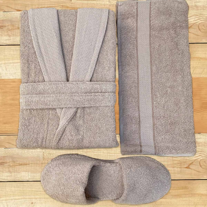 Ipekçe Ada Terlikli Bornoz Takımı – Bademantel-Set mit Slipper