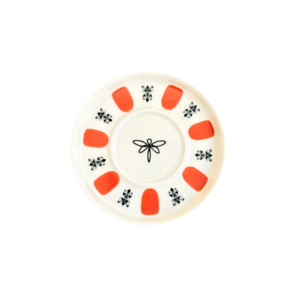 Porzellan Rote Untersetzer - Kahveci Çay Tabağı, 6 Stück