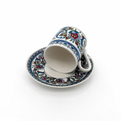 Çini Mokkatassenset - Iznik Desen Türk Kahve Fincan Seti