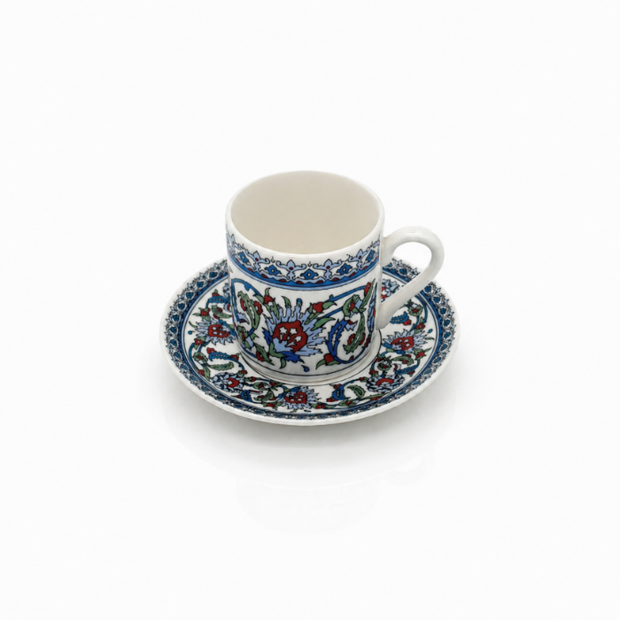 Çini Mokkatassenset - Iznik Desen Türk Kahve Fincan Seti