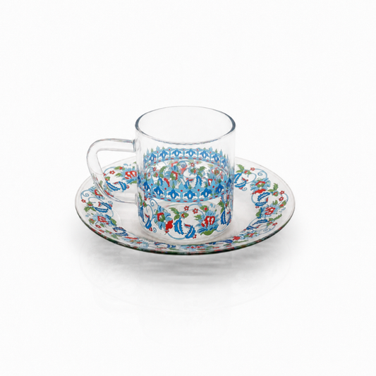 Çini Glas Mokkatassenset - Çini Desen Türk Kahve Fincan Seti