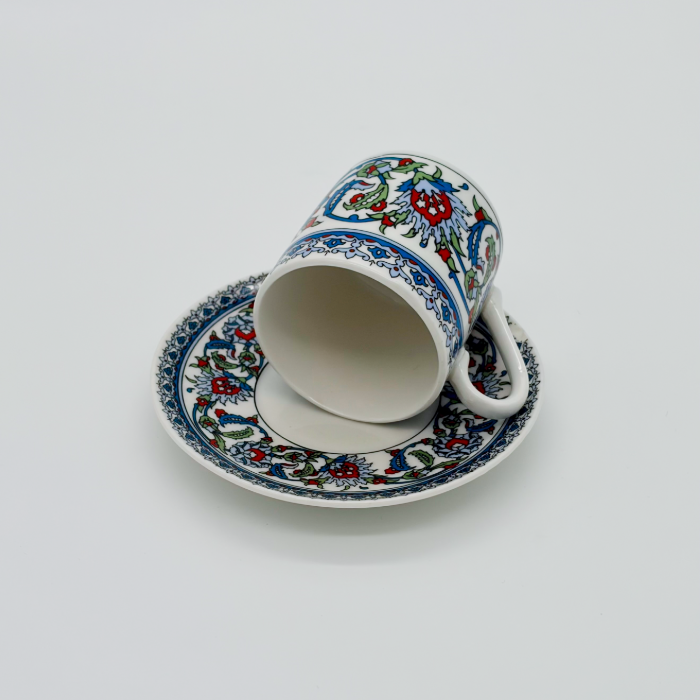 Çini Mokkatassenset - Çini Desen Türk Kahve Fincan Seti