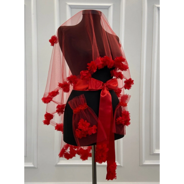Gelin Duvak – Braut Schleier mit Blumenrand
