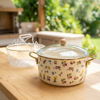 Acar Petit Fleur Emaille Frittiertopf
