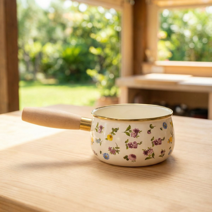 Acar Petit Fleur Emaye Sos Tavası, 14 cm