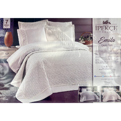Ipekçe Emila Çeyiz Seti – Bettwäsche- und Tagesdecken-Set