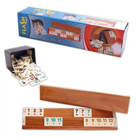 Flash Okey Holz Rummikub Set - Okey Takimi