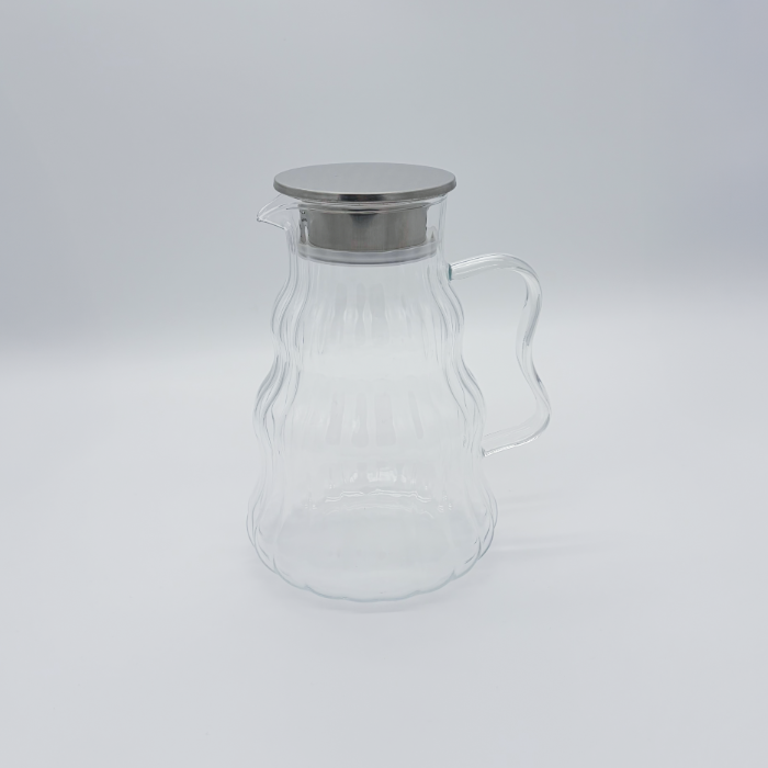 Wave Glaskaraffe mit Metalldeckel