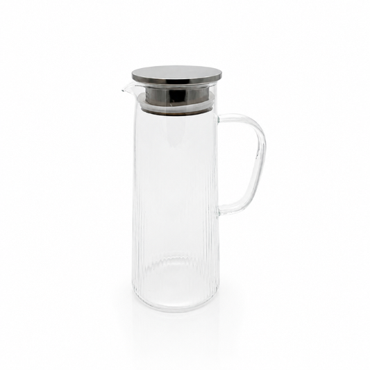 Line Glaskaraffe mit Metalldeckel
