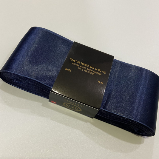 Takı Kurdele – Satinband, 7cm breit - Dunkelblau