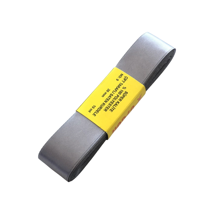 Kurdele – Satinband, 3cm breit - Silber