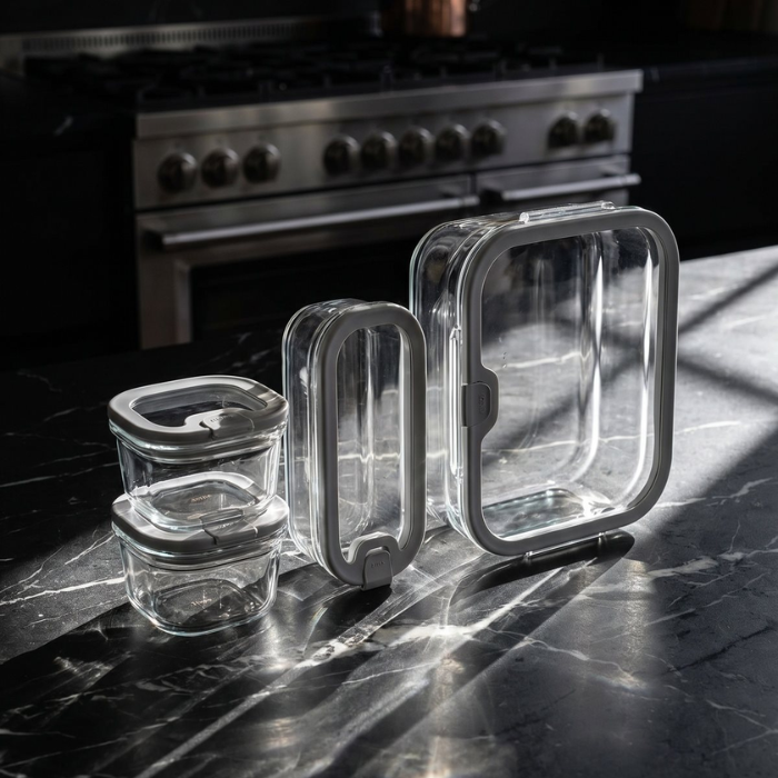 Acar Livia Glas Frischhaltedosen-Set, Grau
