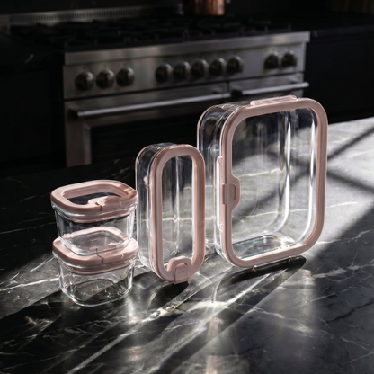 Acar Livia Glas Frischhaltedosen-Set, Rosa