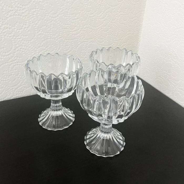 Lotus Glas Eis-Schalenset für 6 Personen