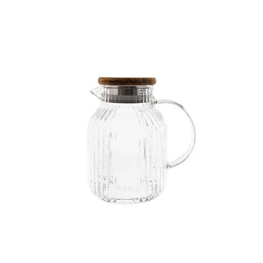 Almina Luana Glas Karaffe mit Holzdeckel