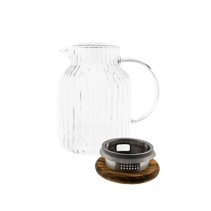 Almina Luana Glas Karaffe mit Holzdeckel